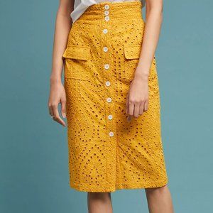 Anthropologie Sunshine Eyelet Pencil Skirt - 0